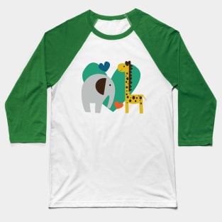 Elephant and Giraffe Baseball T-Shirt